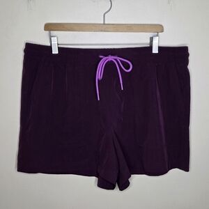 Lou & Grey | Burgundy Pull-On High Rise Shorts with Pink Drawstring Size XL